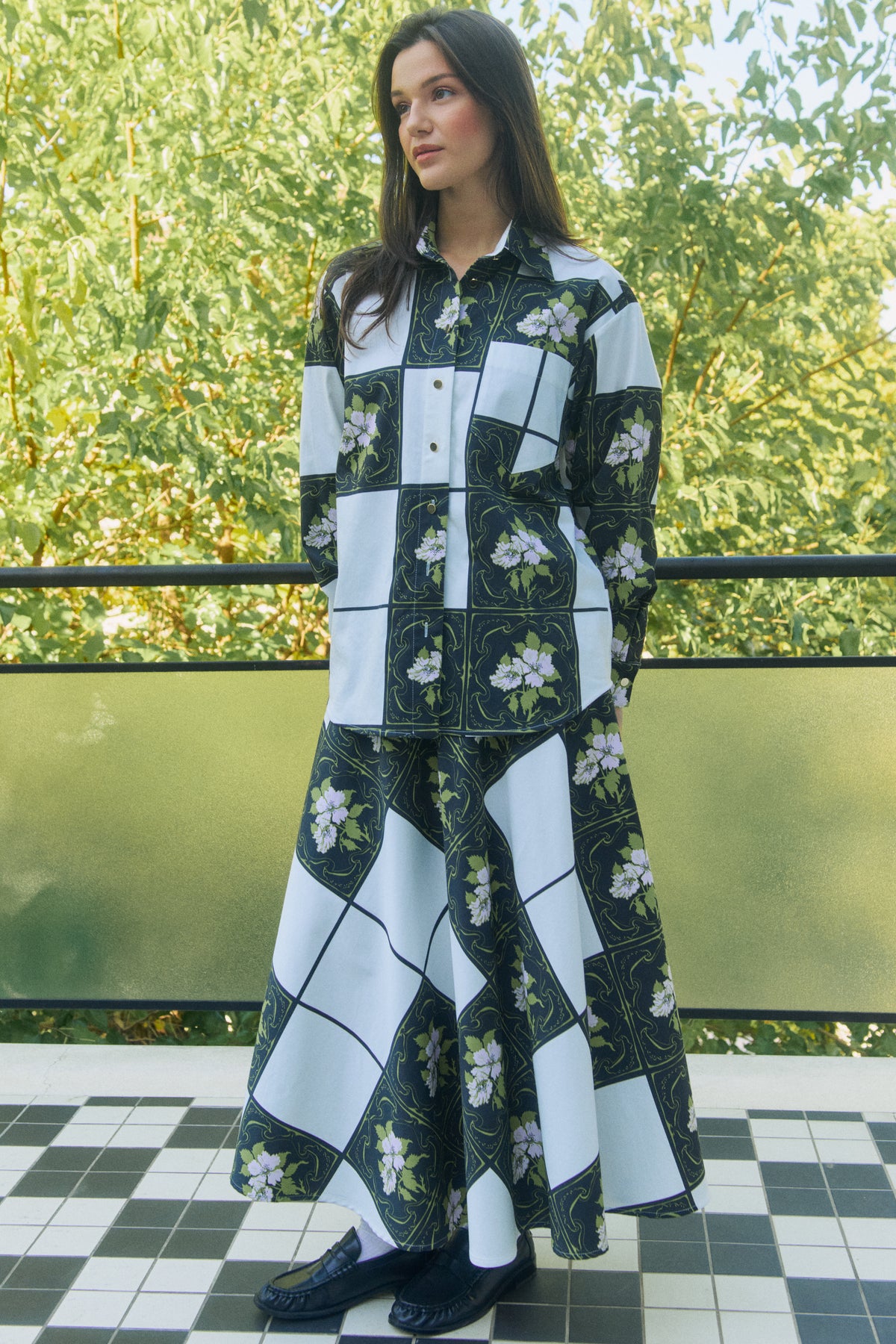 CSUTAK oversized poplin shirt 'Tiles'