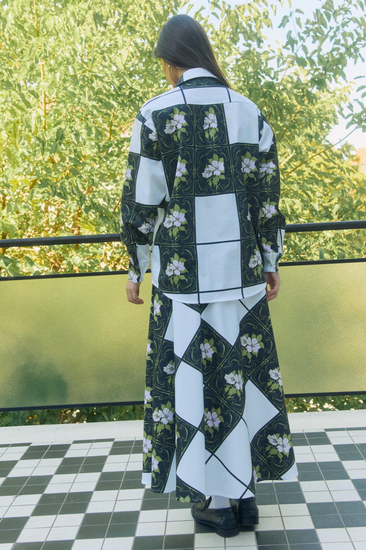 ARACHNE A-line skirt 'Tiles'