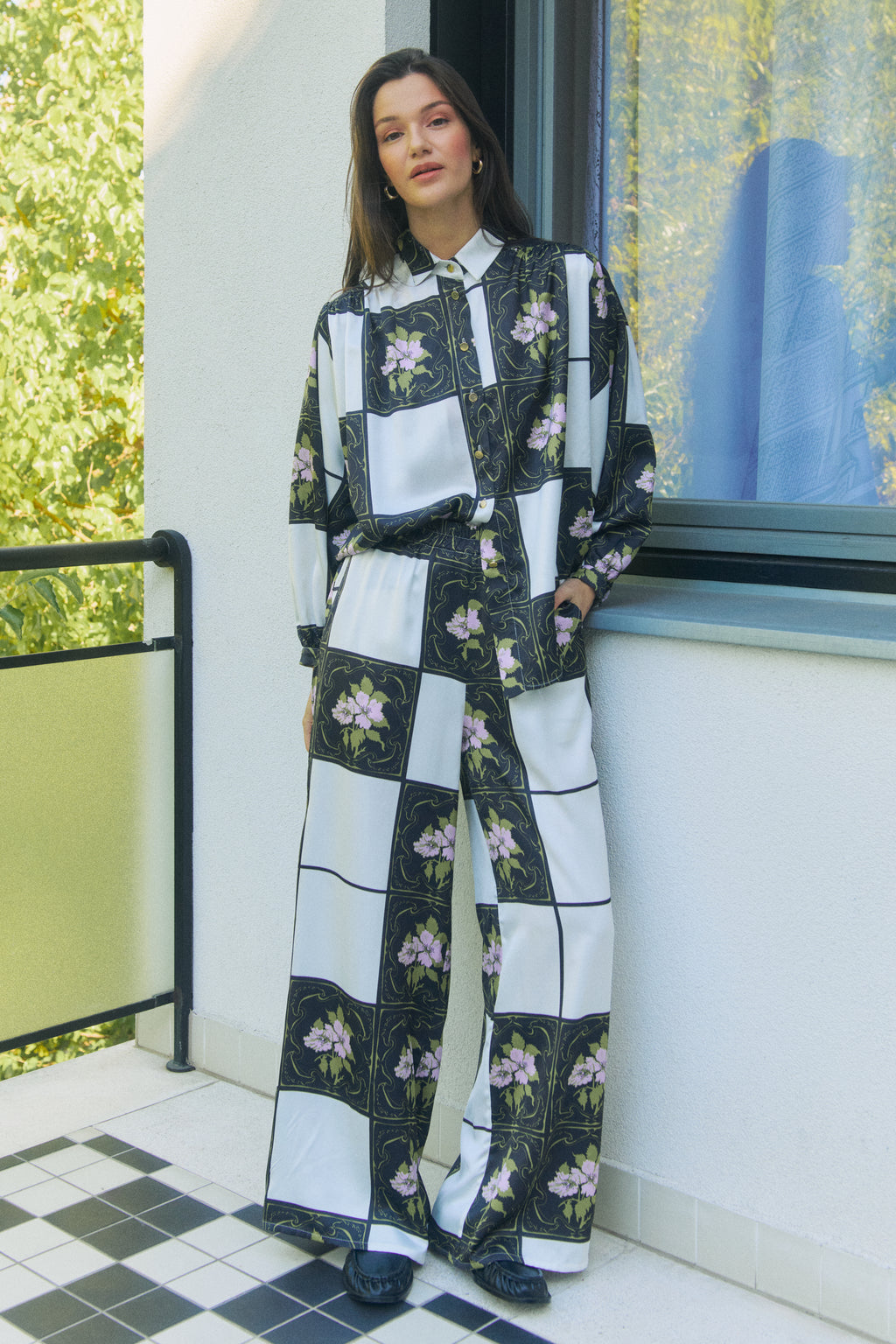 PRADO palazzo trousers 'Tiles'