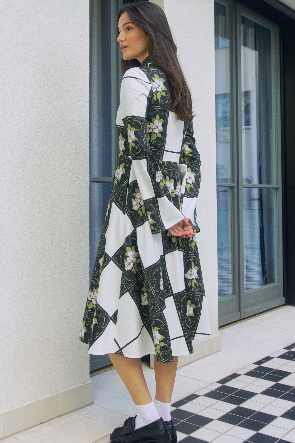 KATOWICE mock neck dress 'Tiles'