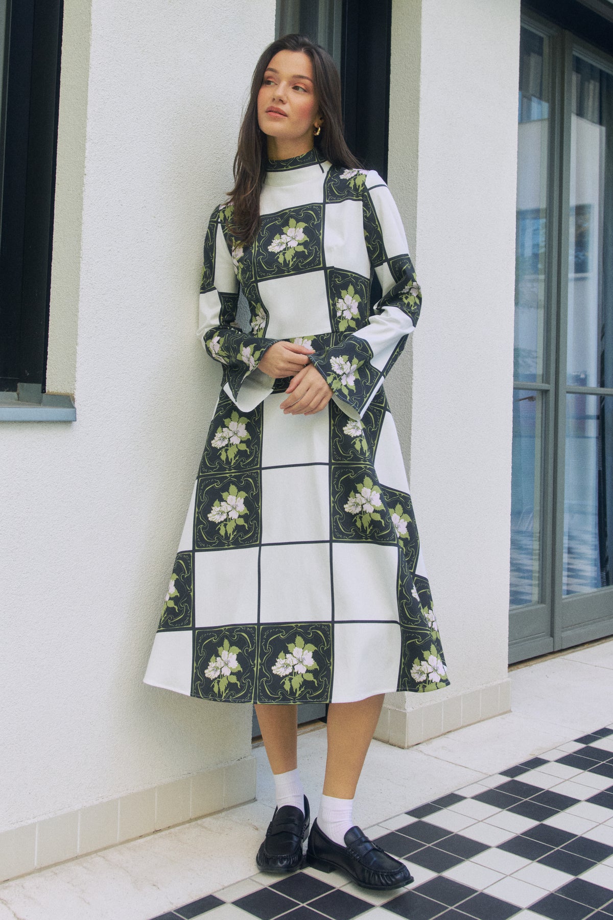KATOWICE mock neck dress 'Tiles'