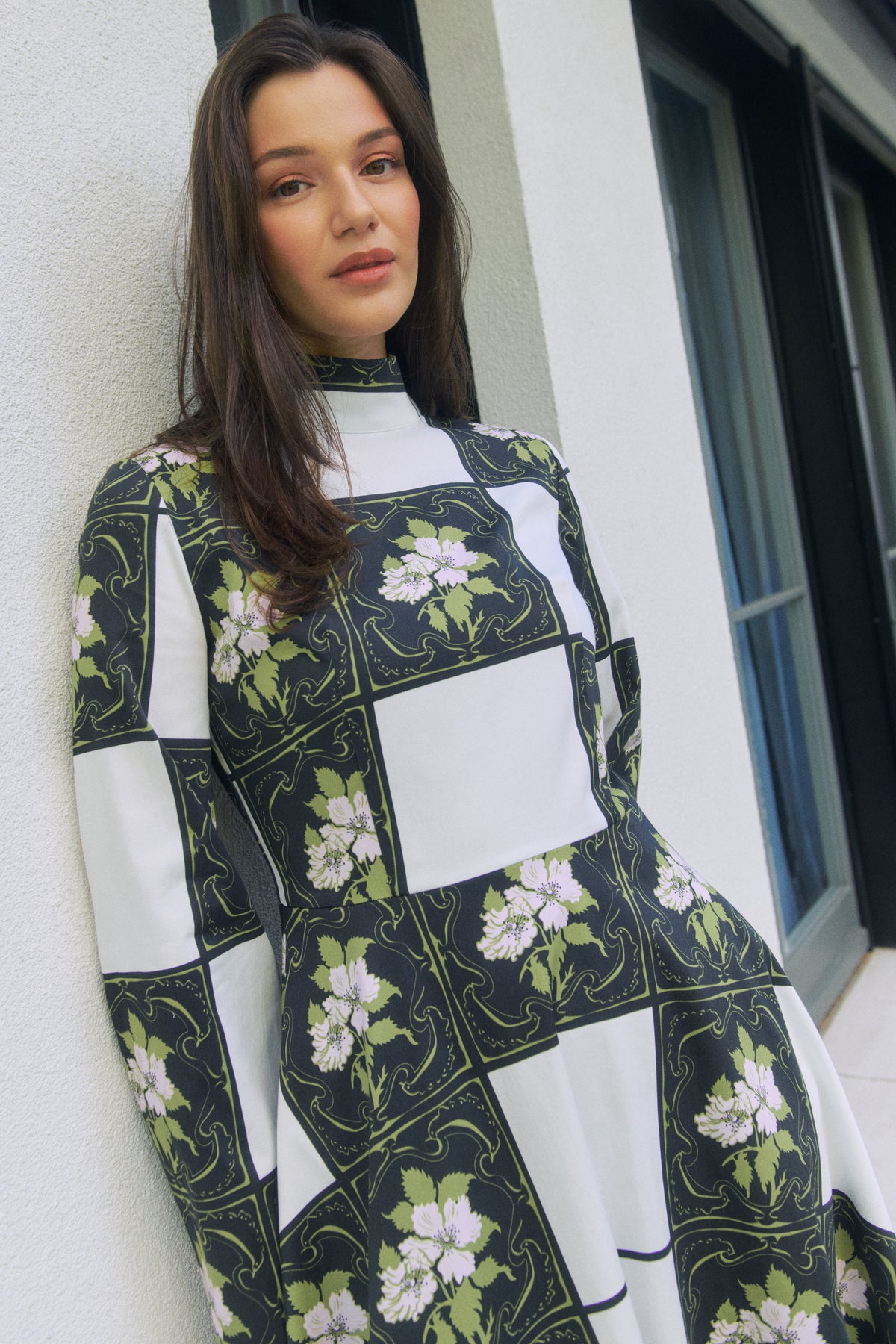 KATOWICE mock neck dress 'Tiles'