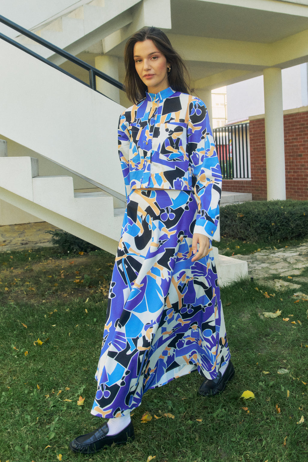 ARACHNE A-line skirt 'Domestic Blue'