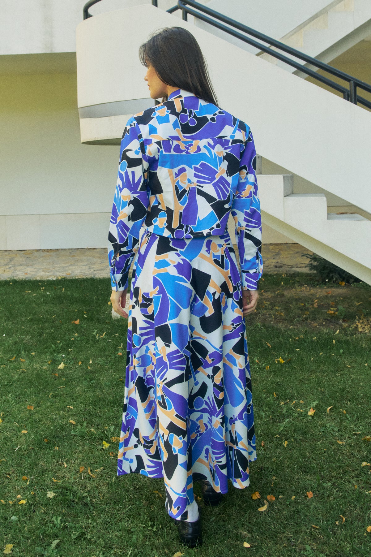 ARACHNE A-line skirt 'Domestic Blue'