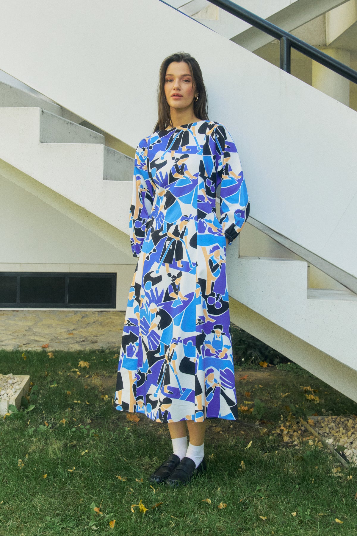 ZENIT boat neck midi dress 'Domestic Blue'
