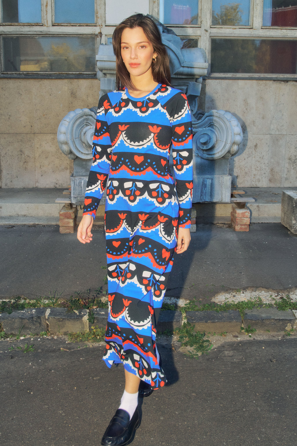 KAZAL raglan sleeve jersey dress 'Doily'