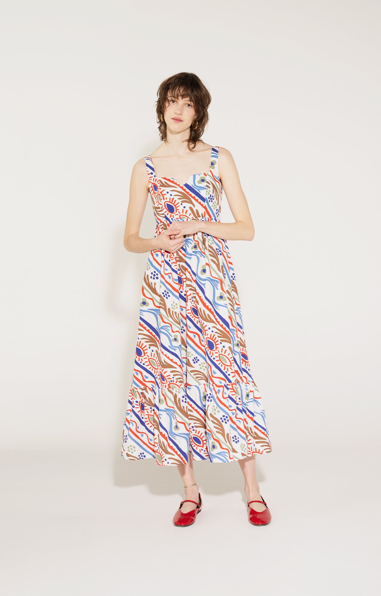 AGYAG ruffled sleeveless dress 'Folkdoodle'