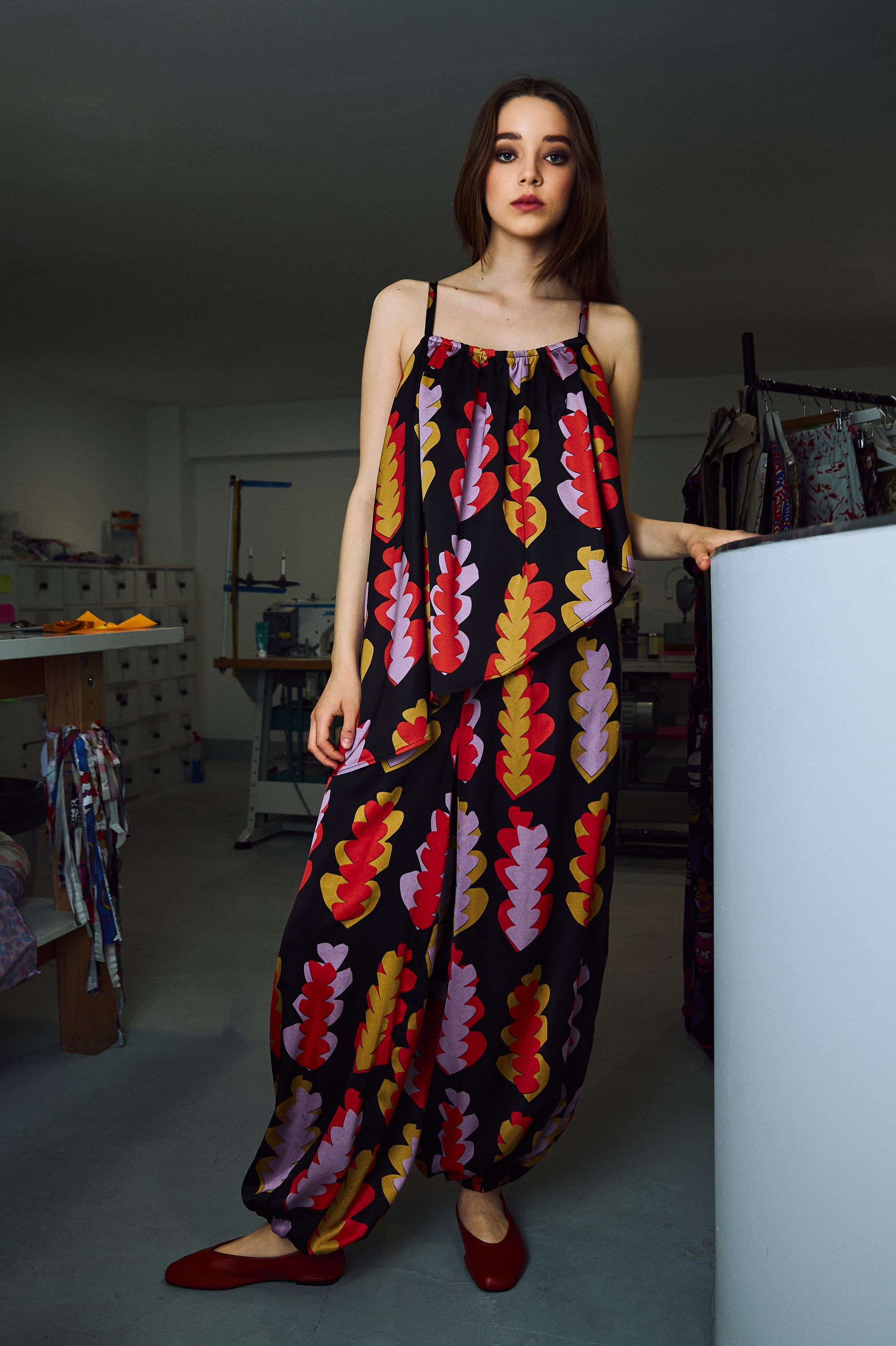 ASZ asymmetric gathered top 'Hearts'