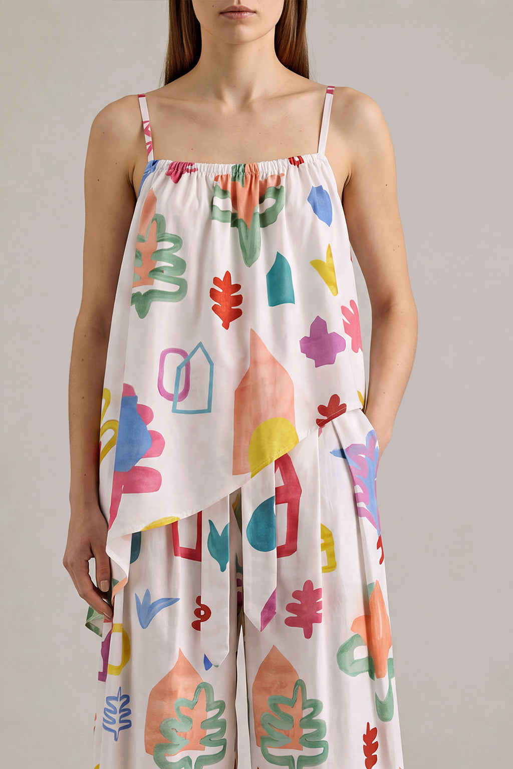 ASZ asymmetric gathered top 'Scout White'