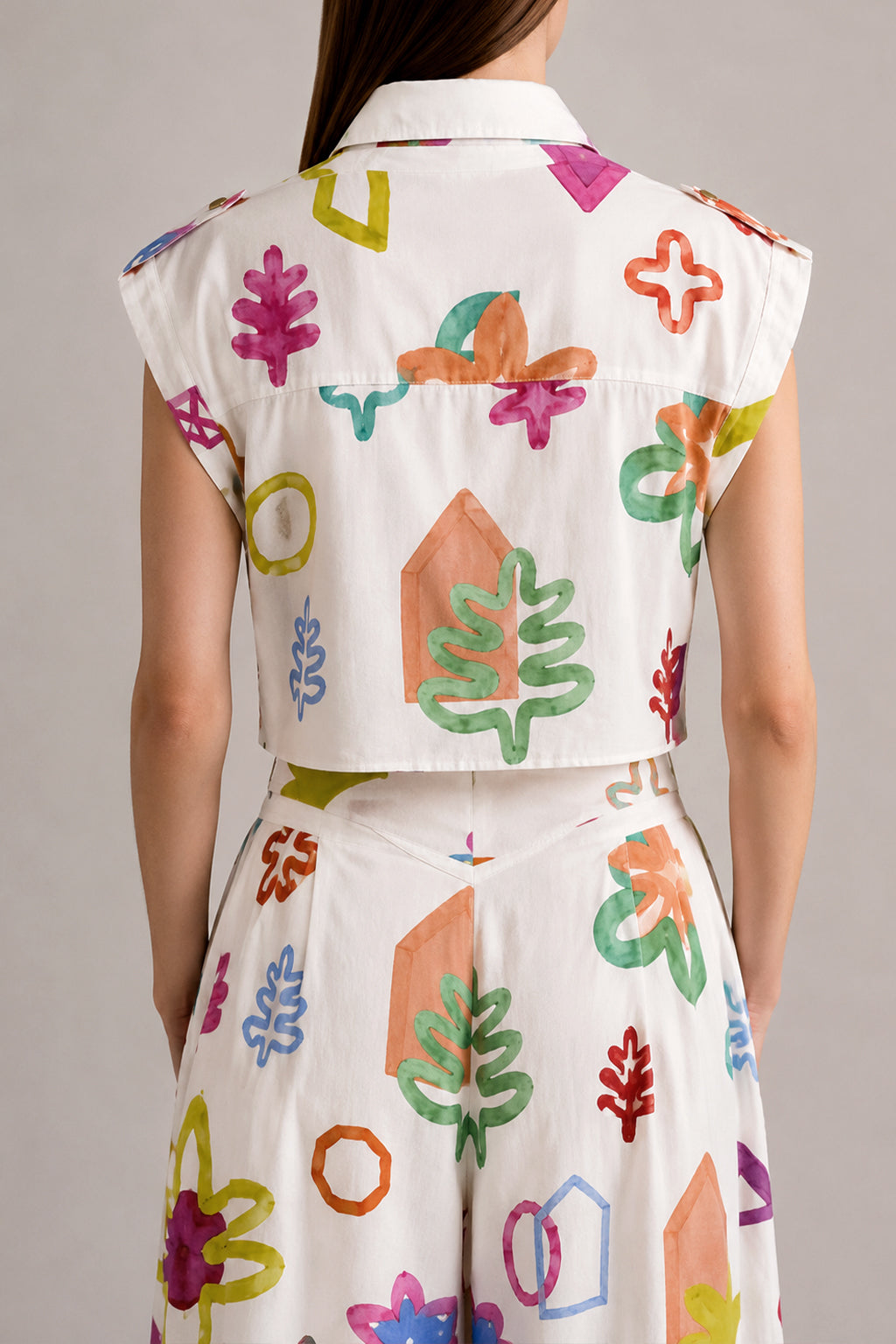 BODZA cropped utility top 'Scout White'