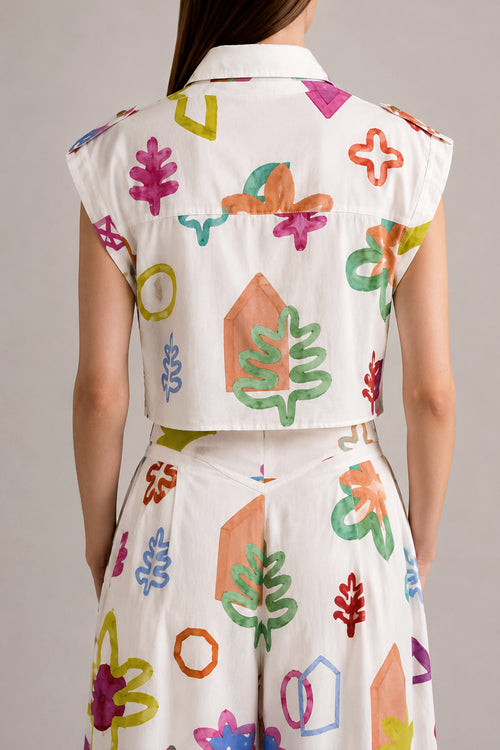 BODZA cropped utility top 'Scout White'
