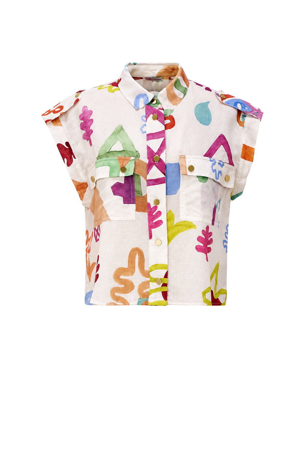 BODZA cropped utility top 'Scout White'