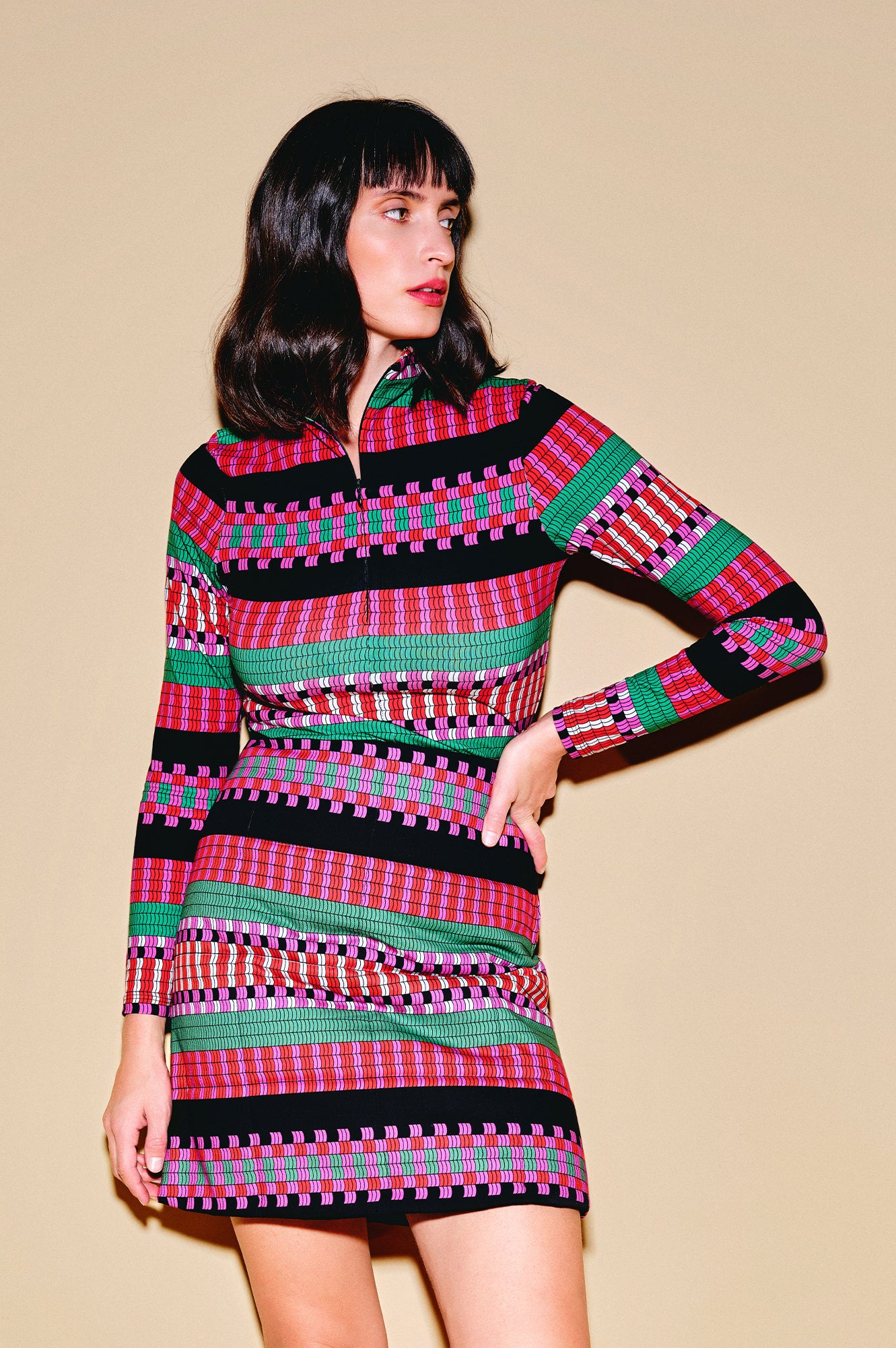 BORS front zip jersey top 'Demijohn'