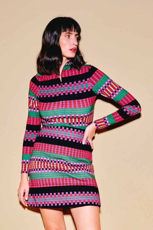 BORS front zip jersey top 'Demijohn'