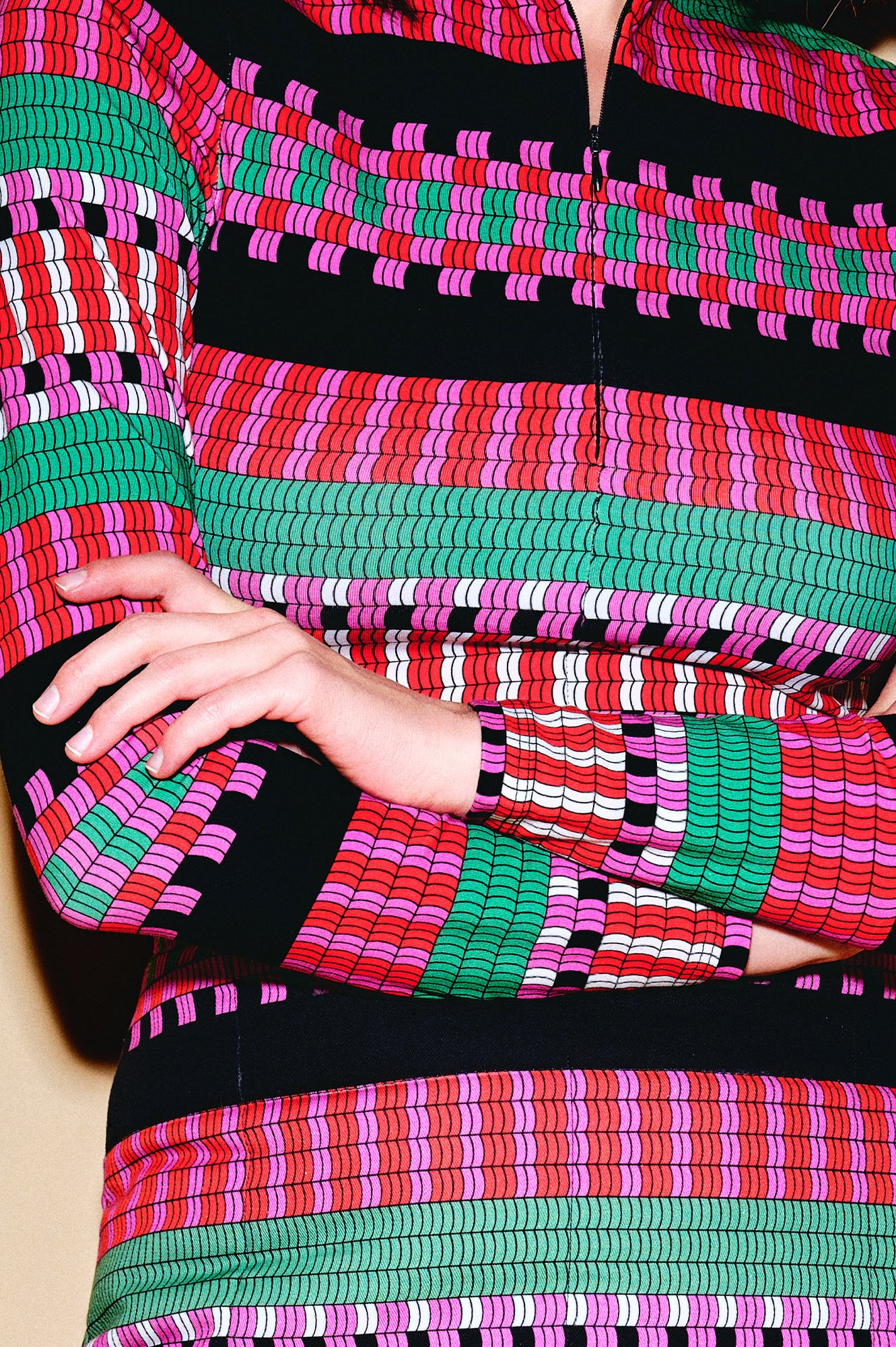 BORS front zip jersey top 'Demijohn'