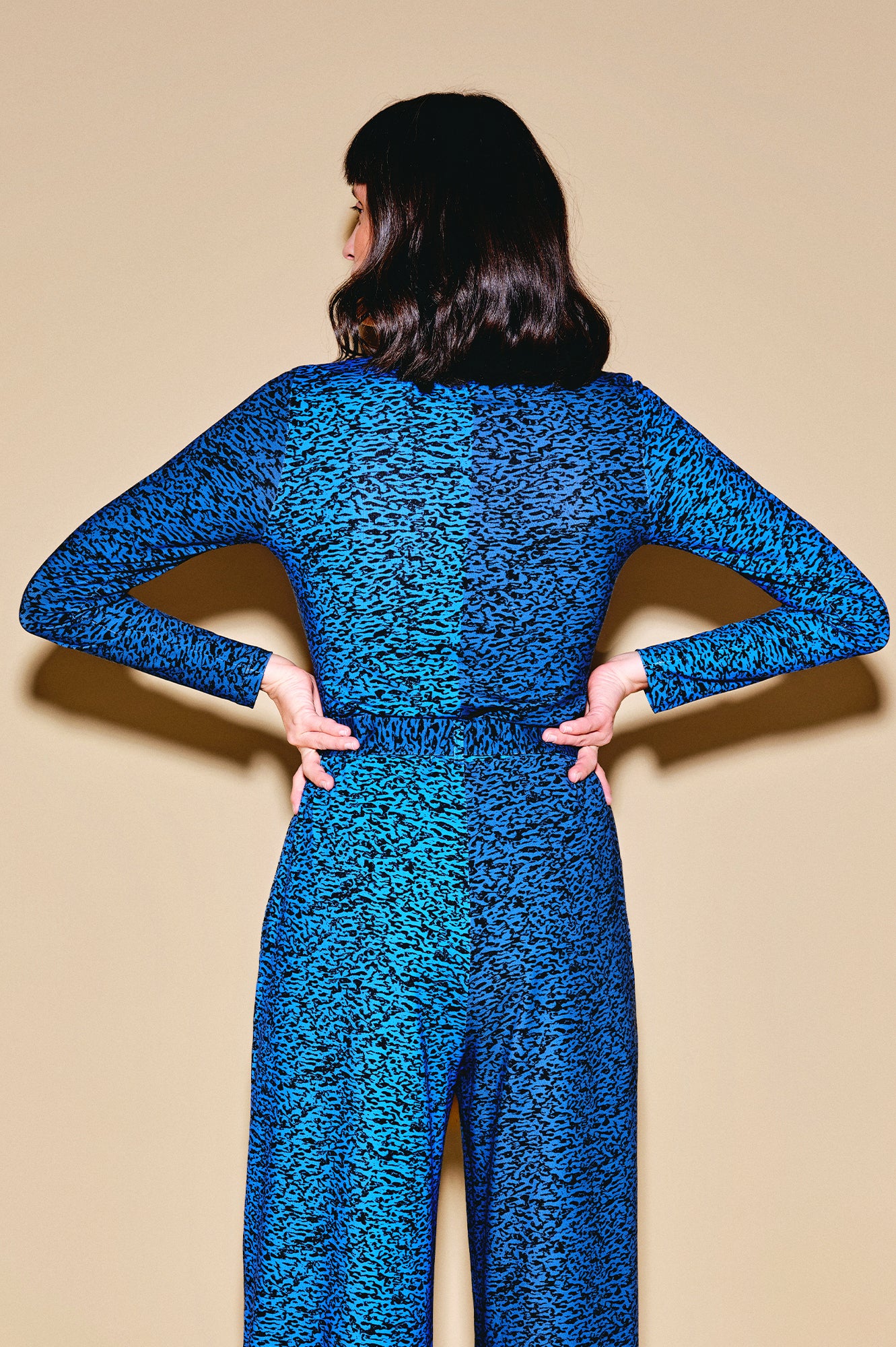 BORS front zip jersey top 'Enamel Blue'