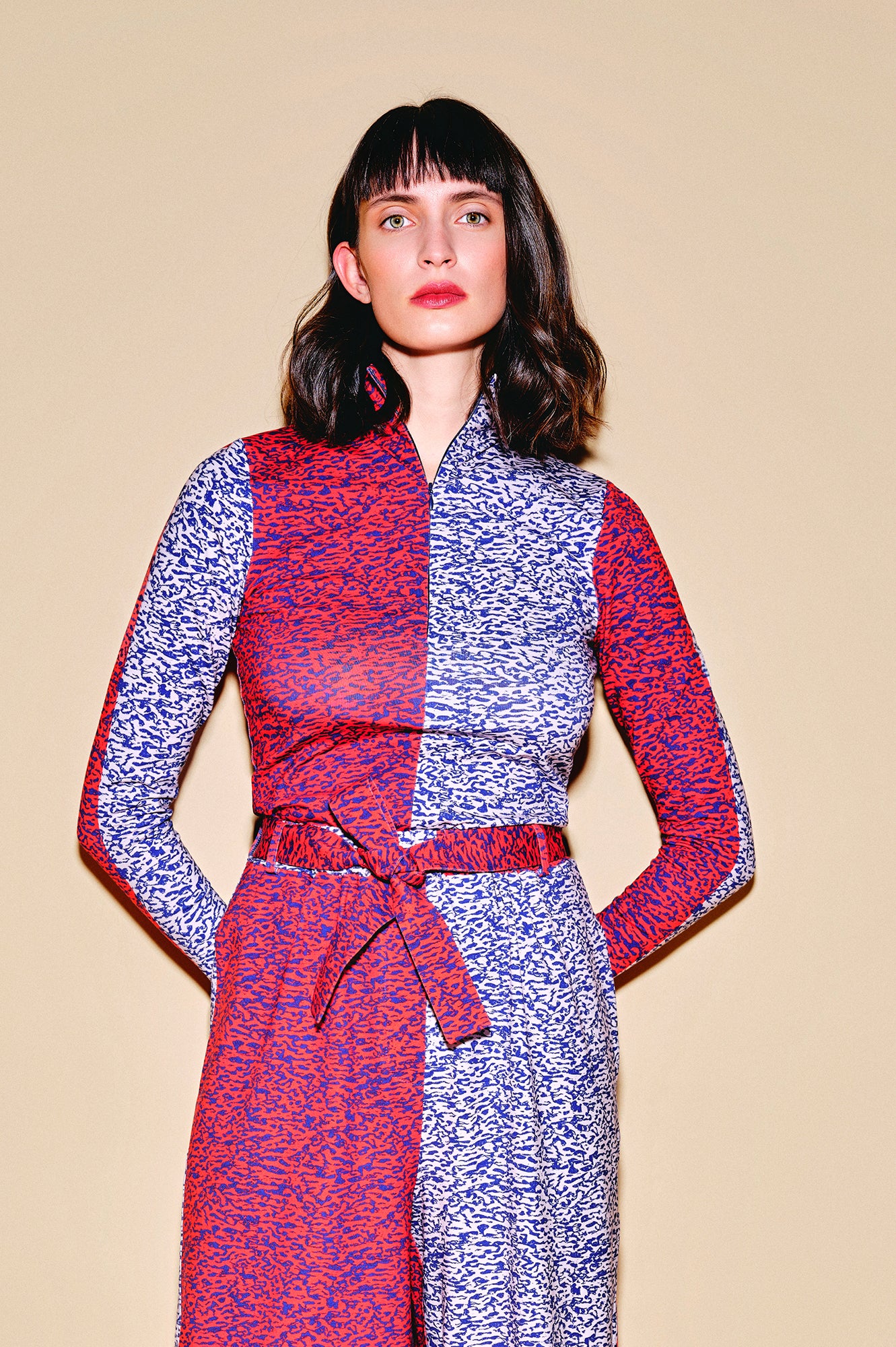 BORS front zip jersey top 'Enamel Pink'