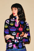 BORS front zip jersey top 'Vases'