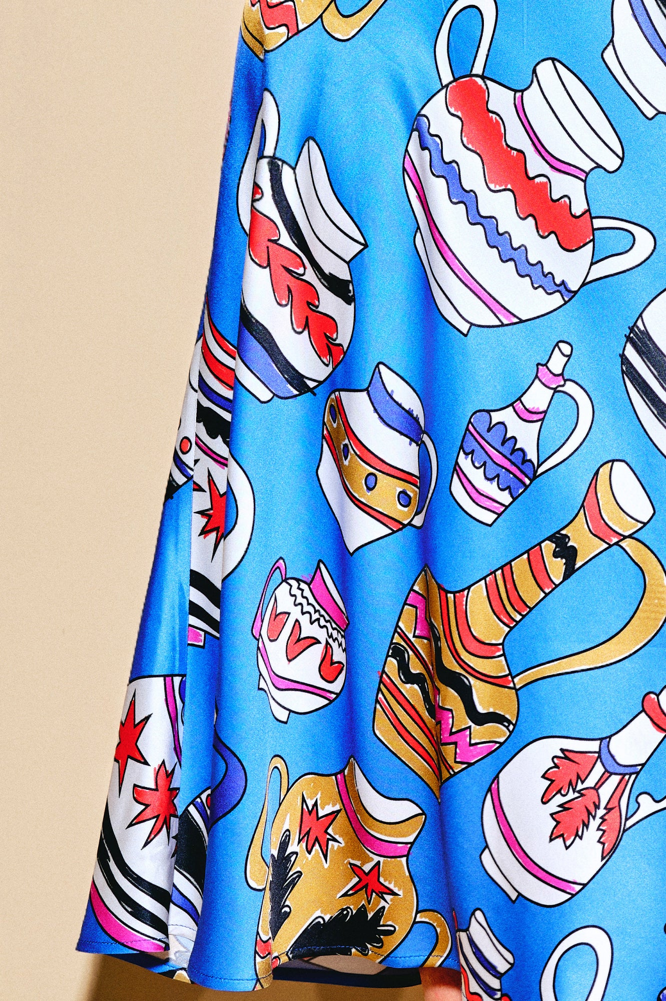 CABERNET bias cut skirt ' Doodle Vases'