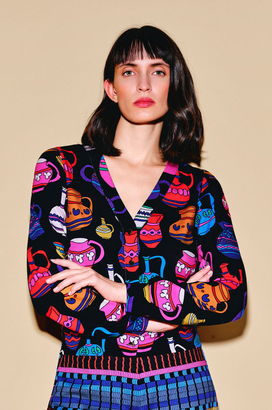 CSIKOS jersey cardigan 'Vases'