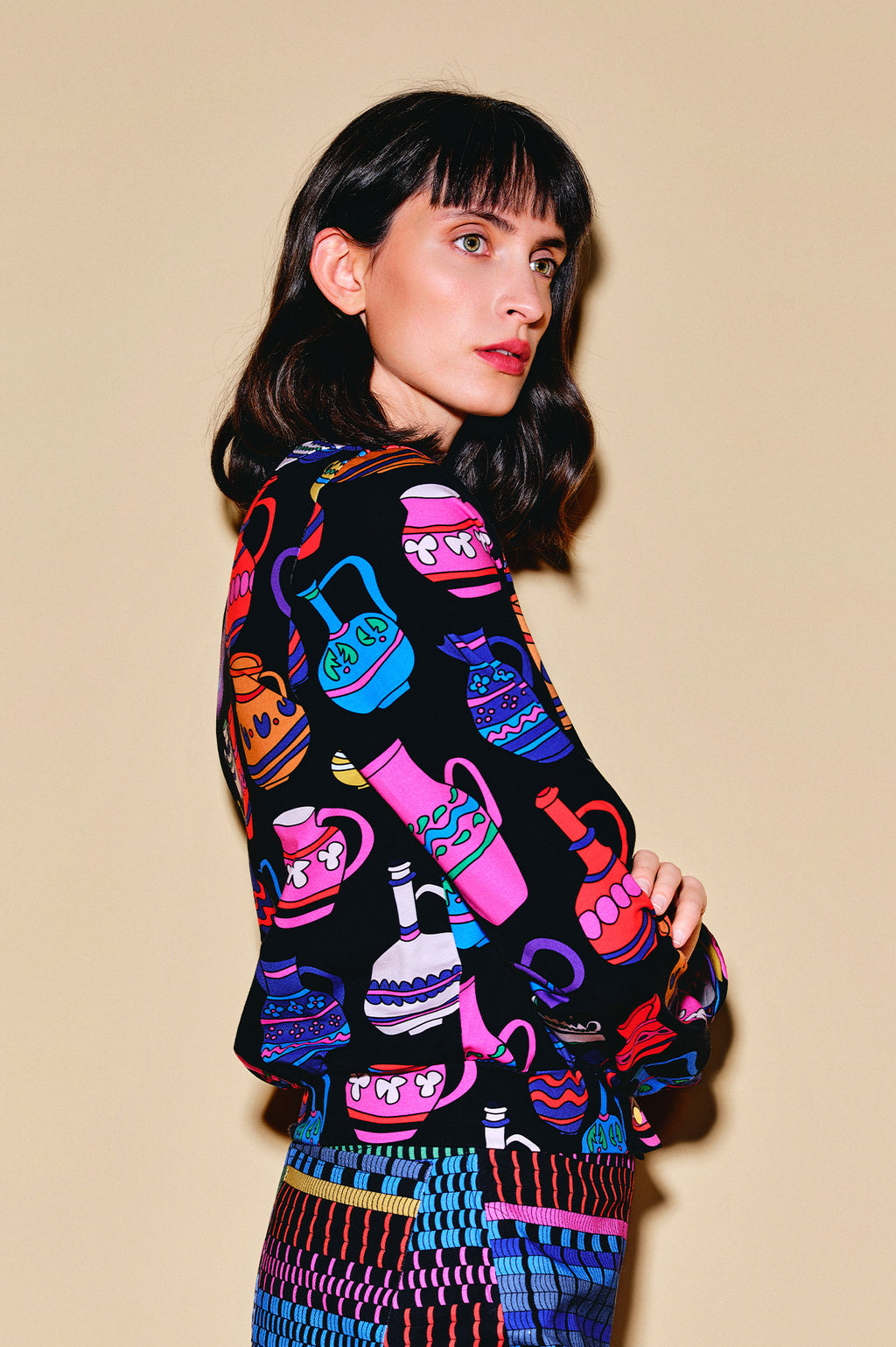 CSIKOS jersey cardigan 'Vases'