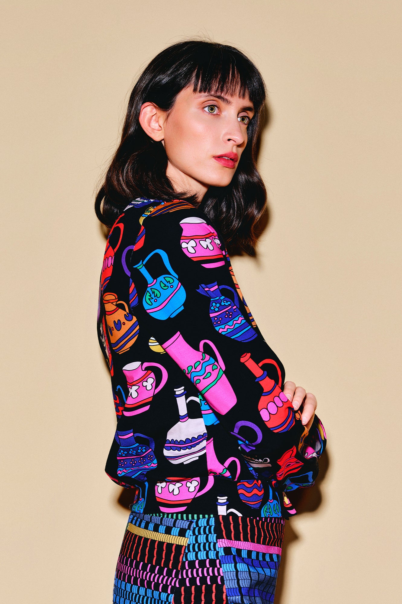 CSIKOS jersey cardigan 'Vases'