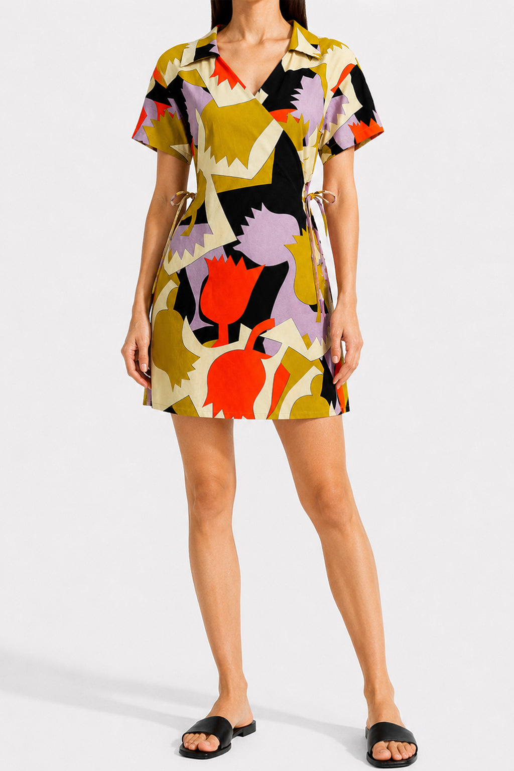 DAUS short sleeve wrap dress 'Leaves'