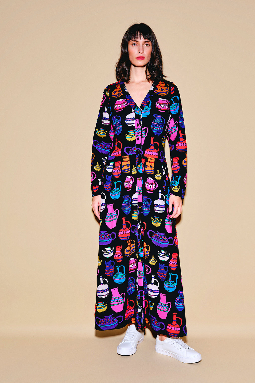 DESZKA jersey cardigan dress 'Vases'