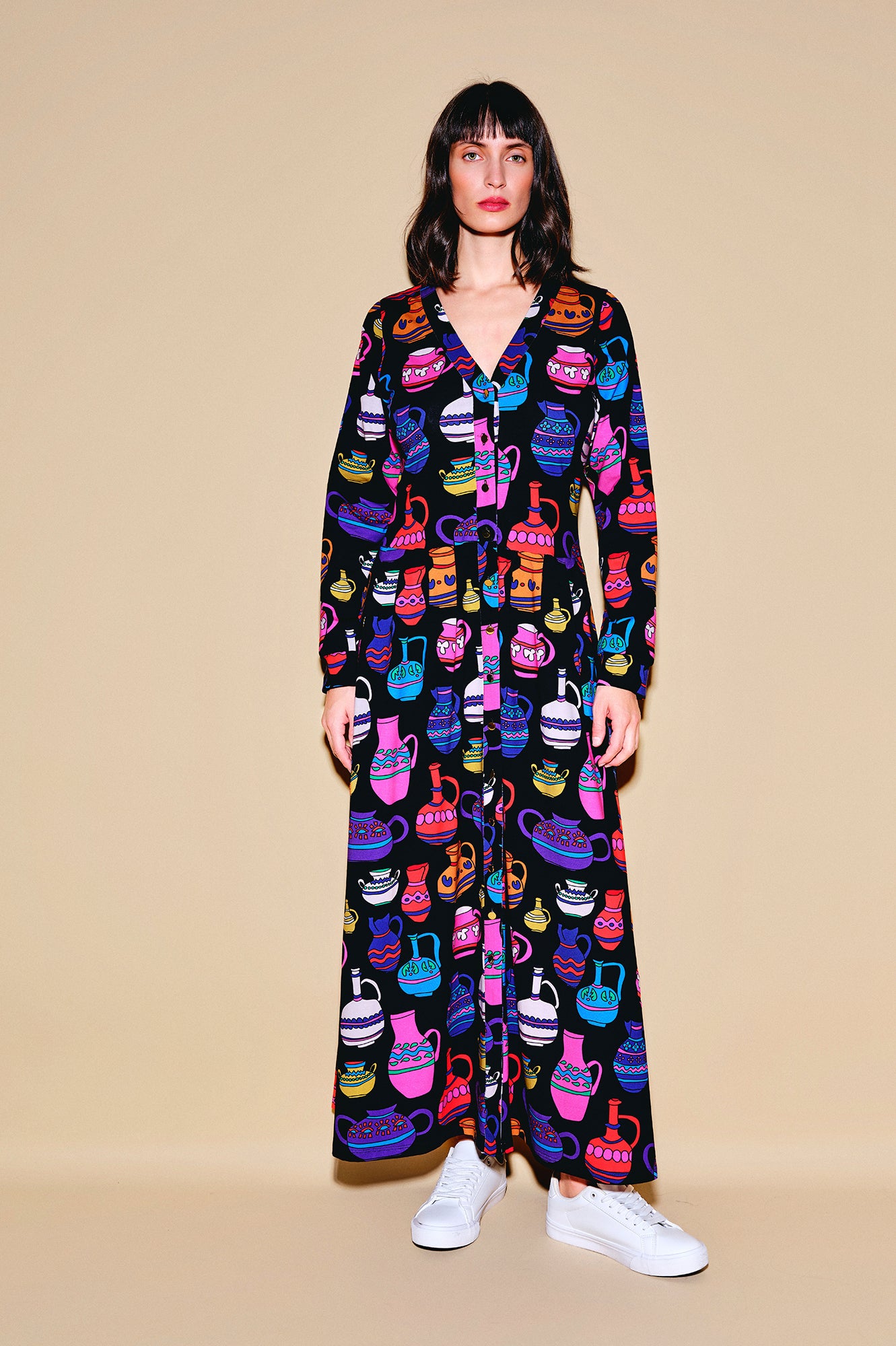 DESZKA jersey cardigan dress 'Vases'