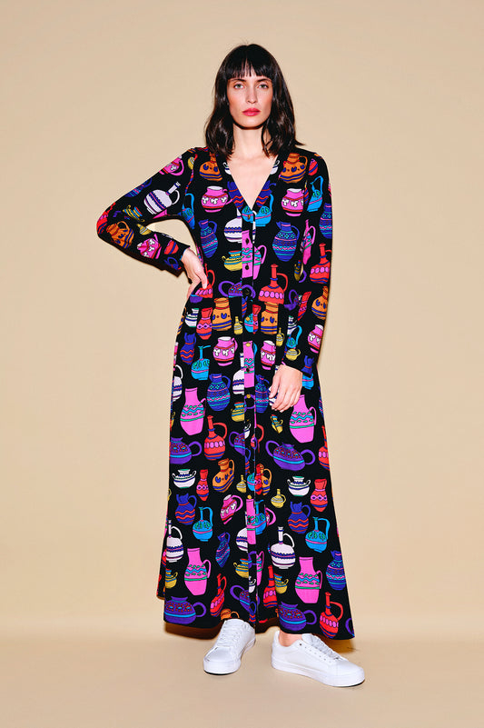 DESZKA jersey cardigan dress 'Vases'