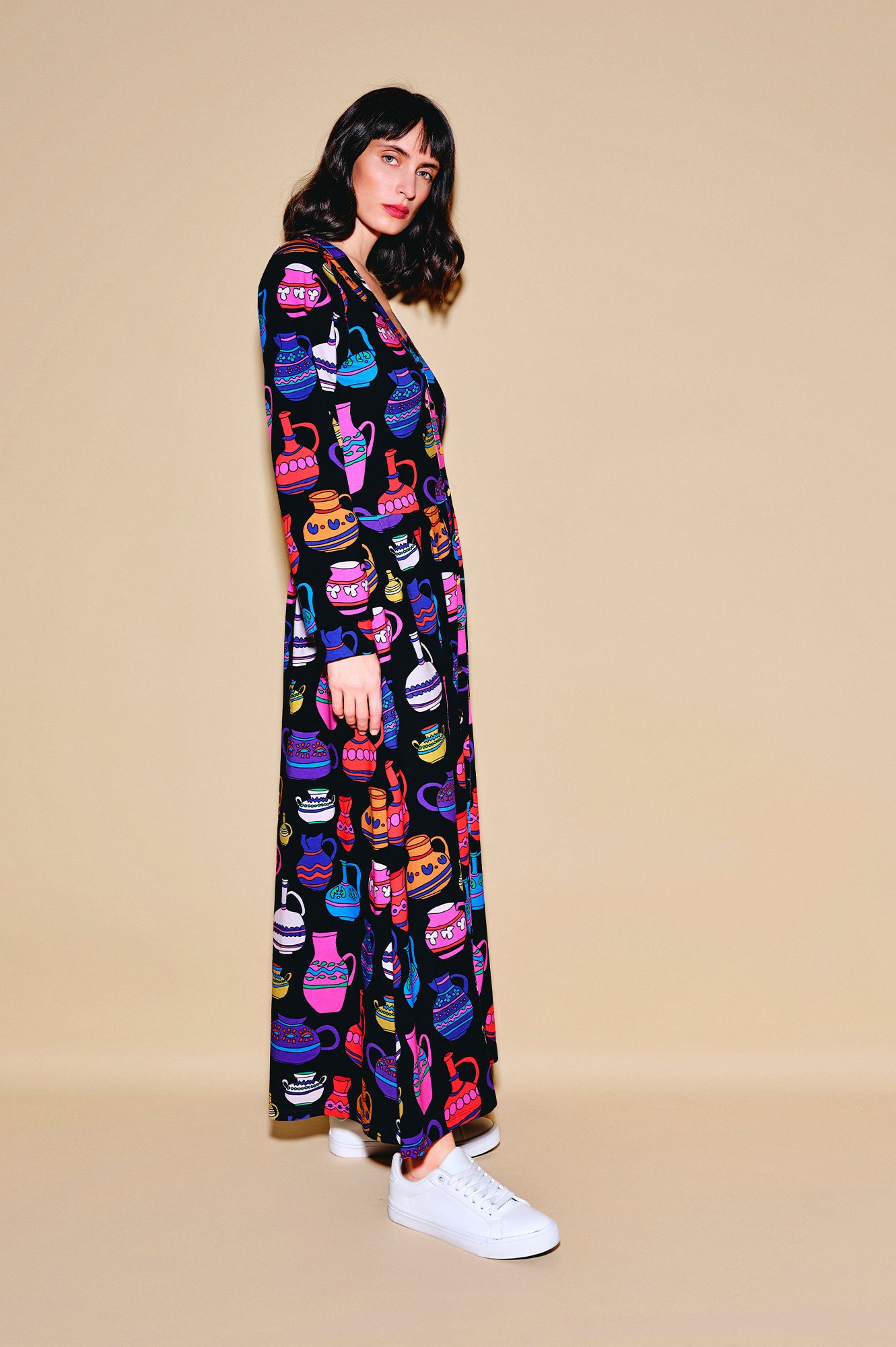 DESZKA jersey cardigan dress 'Vases'