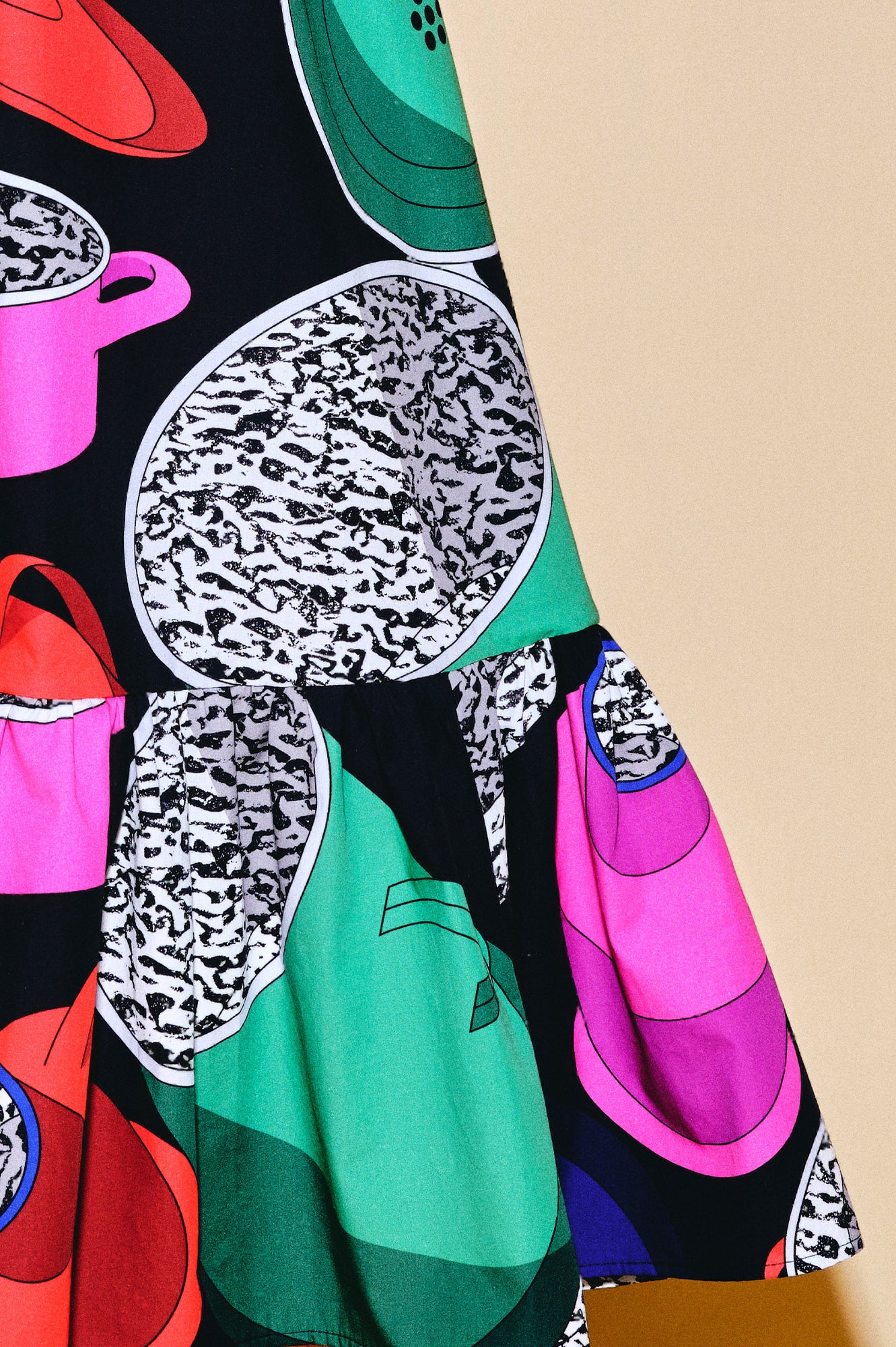 BEFOTT puff sleeve midi dress 'Paprika Pot'