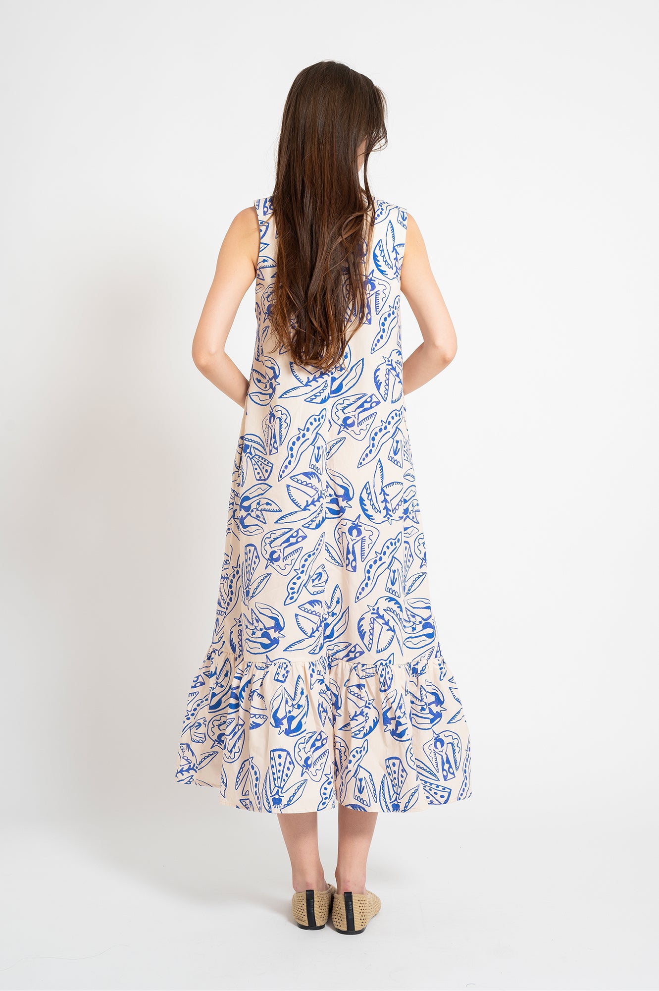 FUST ruffled midi dress 'Folk Bird'
