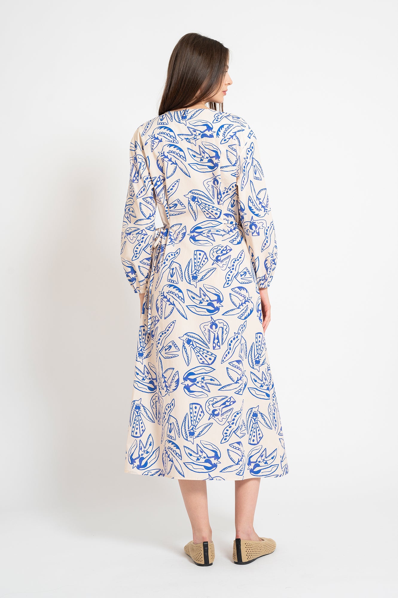 PASZULY wrap shirt dress 'Folk Bird'