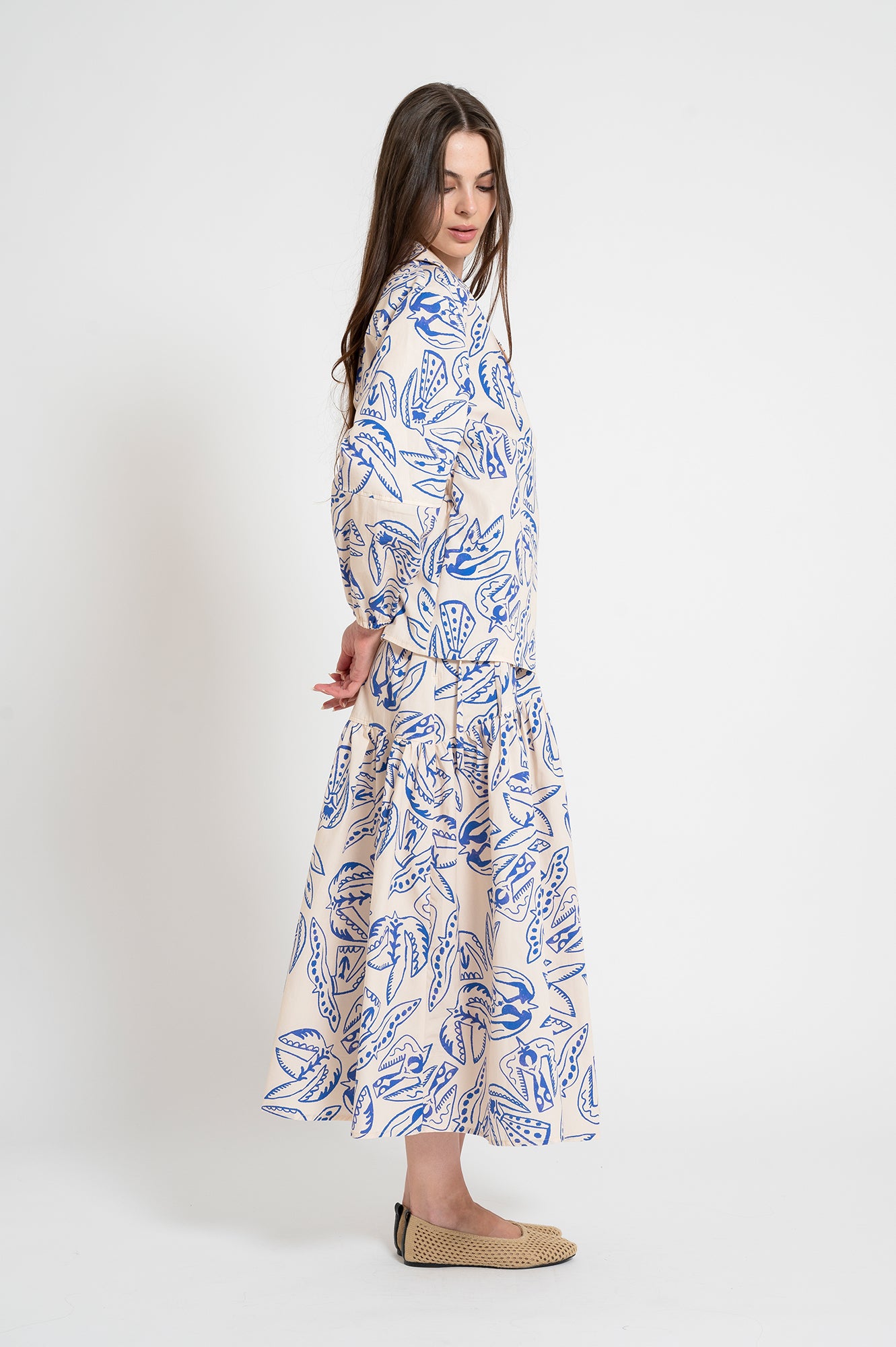 KACOR ruffled maxi skirt 'Folk Bird'