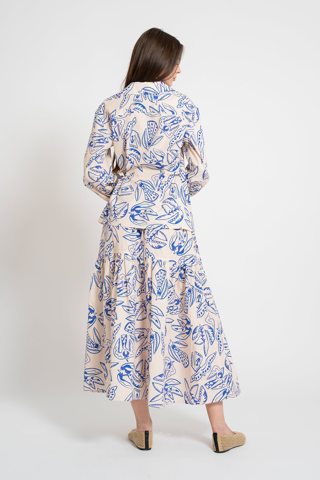 KACOR ruffled maxi skirt 'Folk Bird'