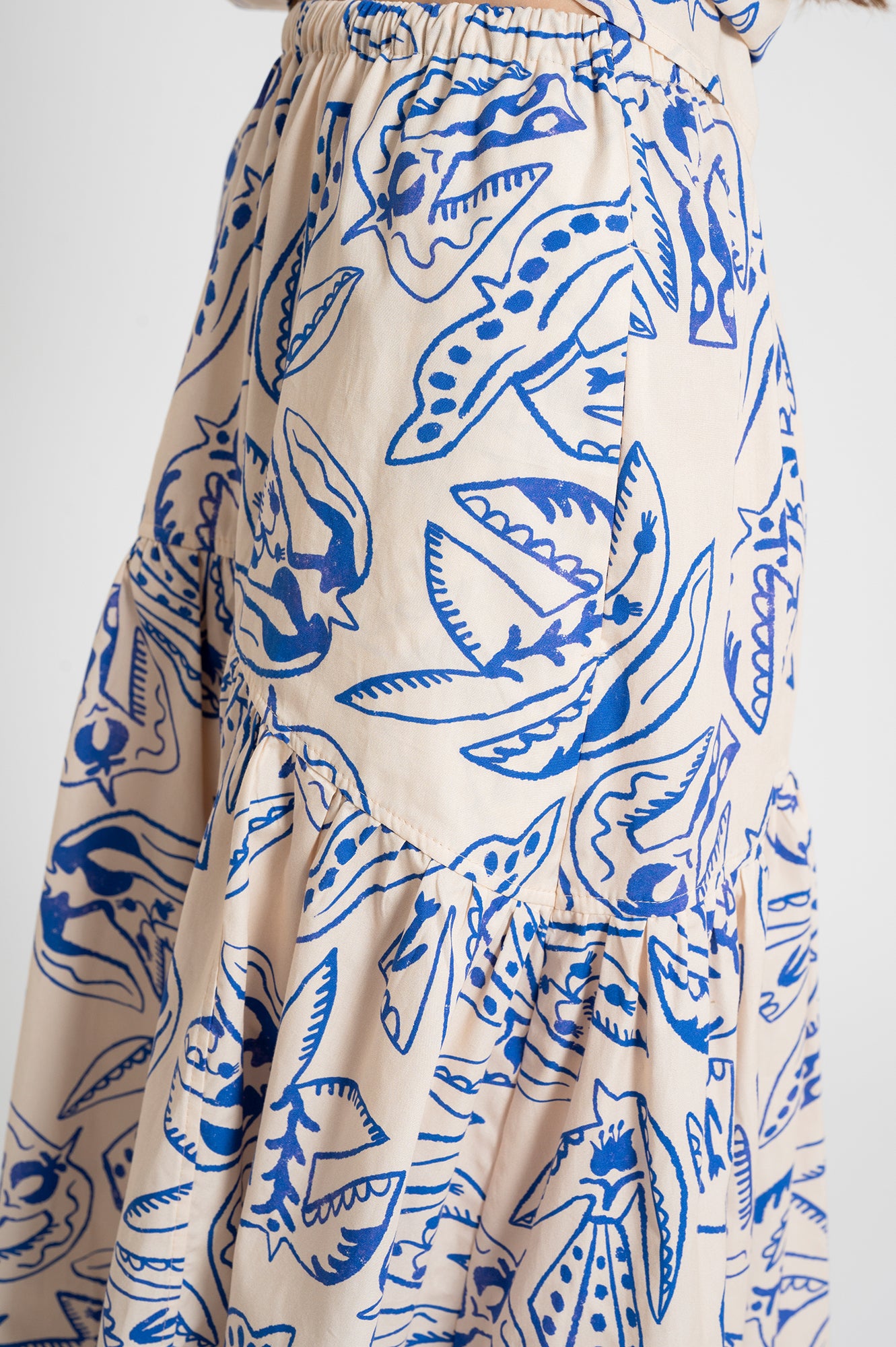 KACOR ruffled maxi skirt 'Folk Bird'