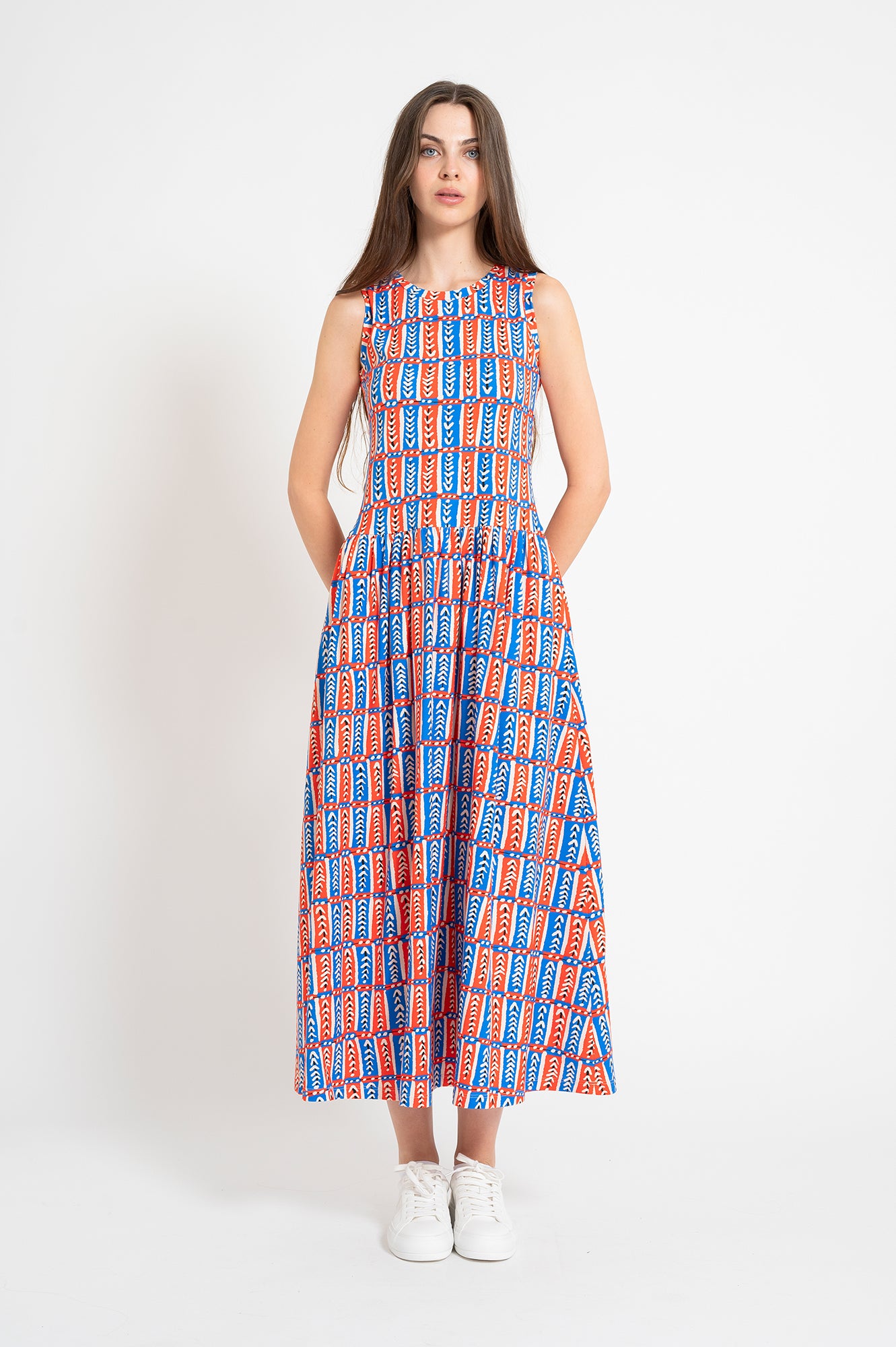BOBITA drop waist midi dress 'Folk Stitch'