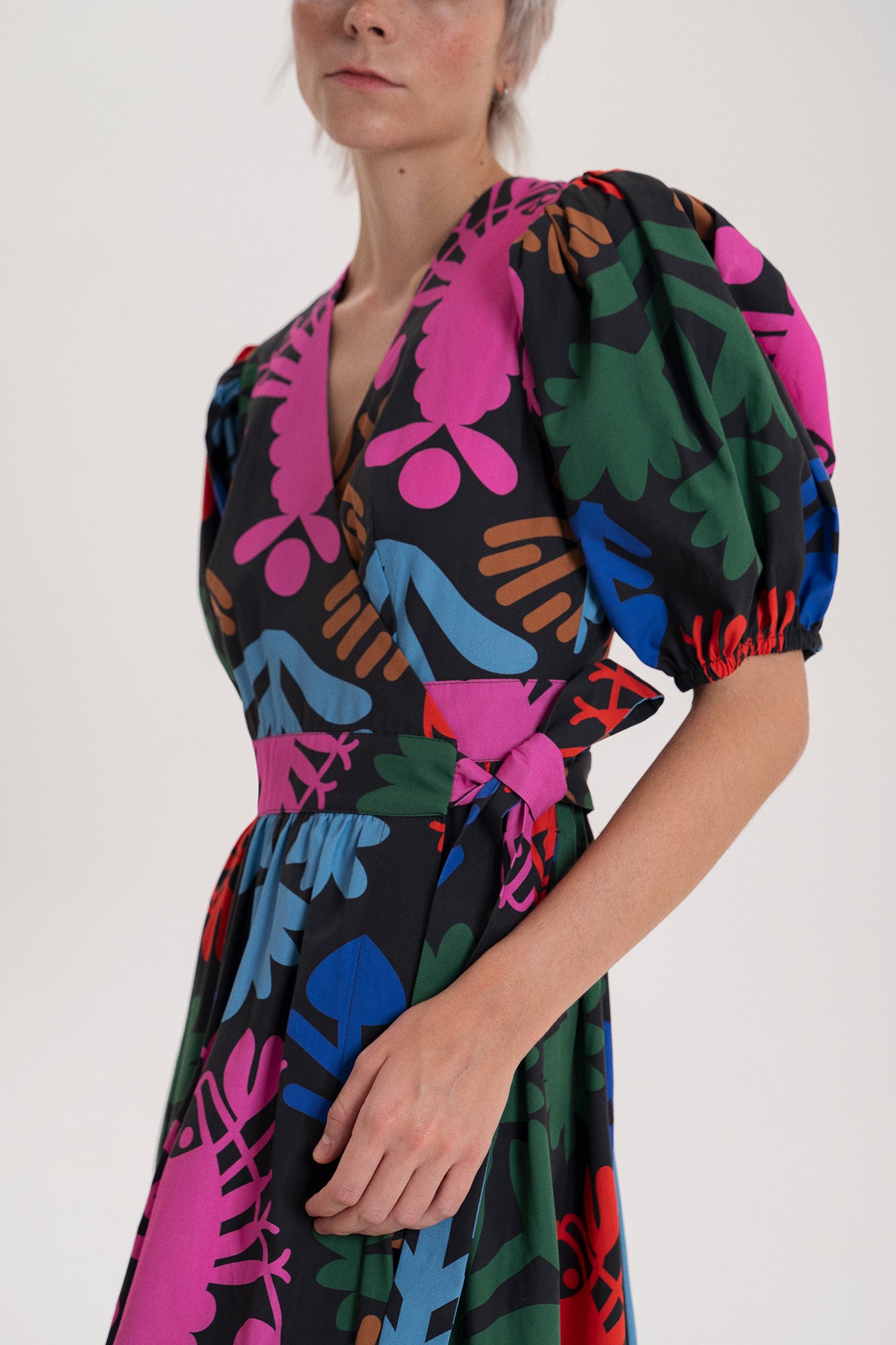 BARANYA ruffled wrap dress 'Lobster'