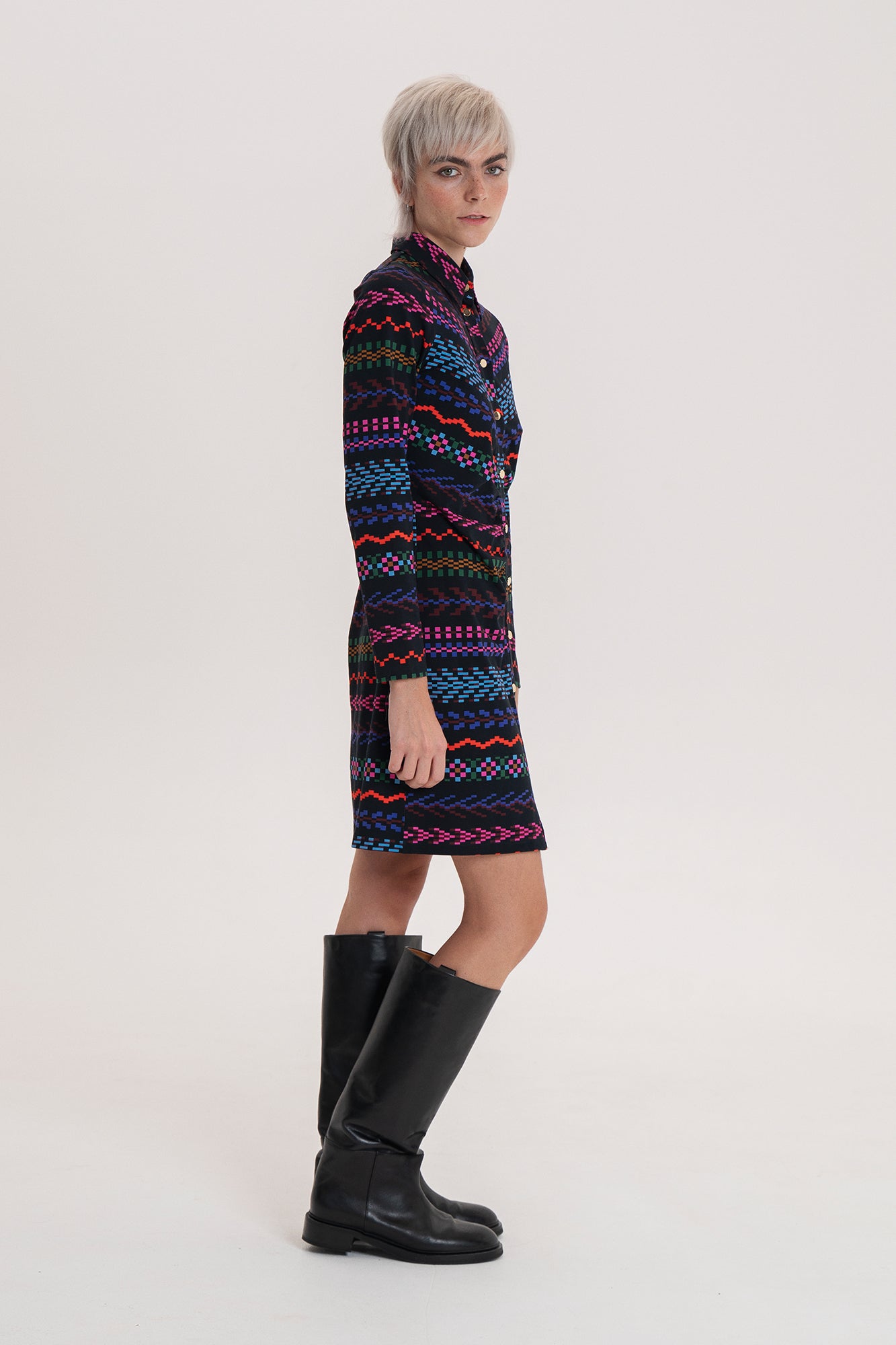 EGYED draped shirt dress 'Pixel dark'