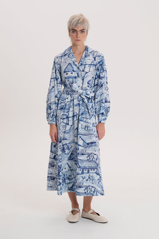 TANYA poplin midi dress 'Farm blue'