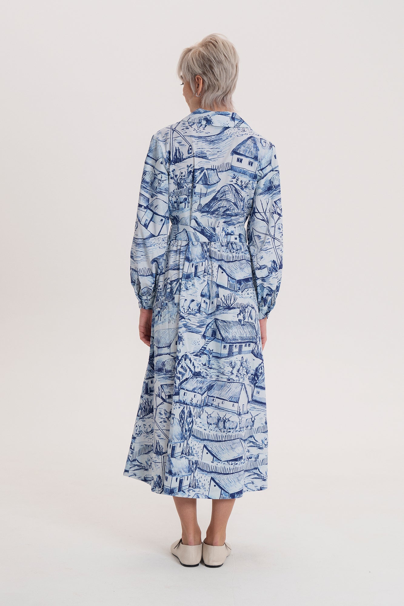 TANYA poplin midi dress 'Farm blue'