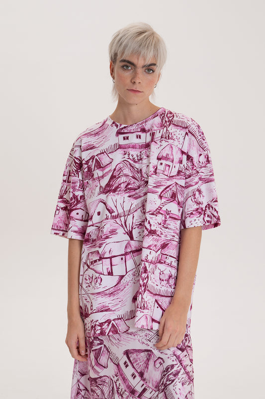 VIZITKE oversized t-shirt 'Farm pink'