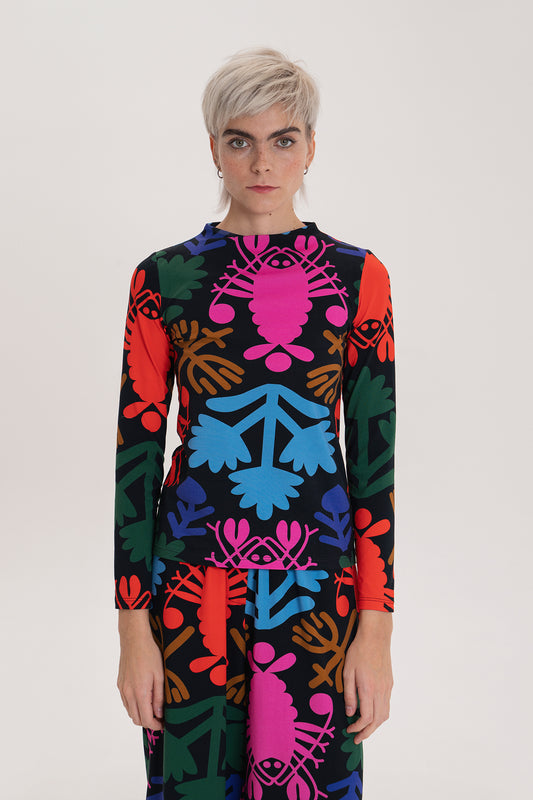 MAJK long sleeve mock neck top 'Lobster'