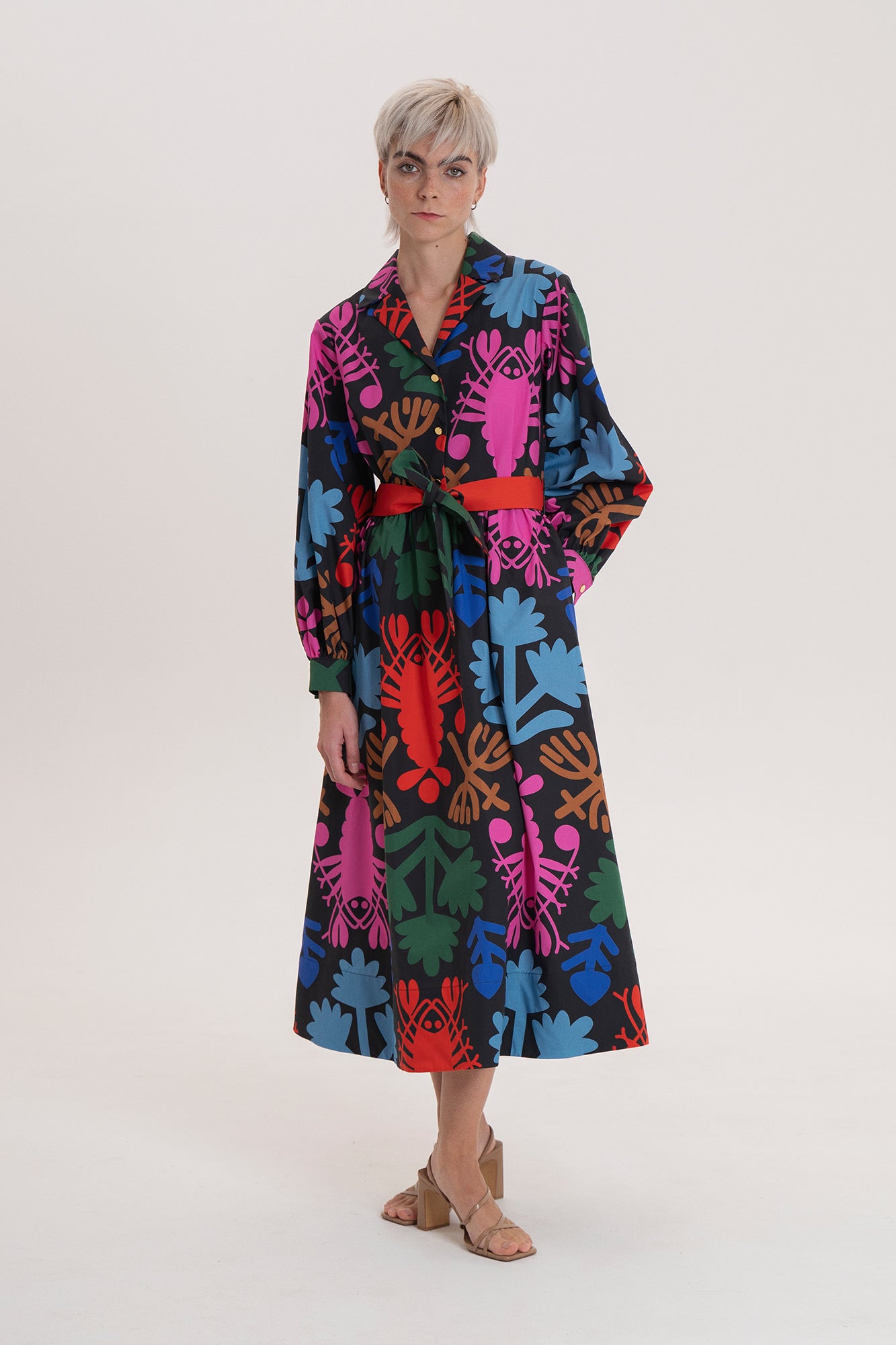 TANYA poplin midi dress 'Lobster'