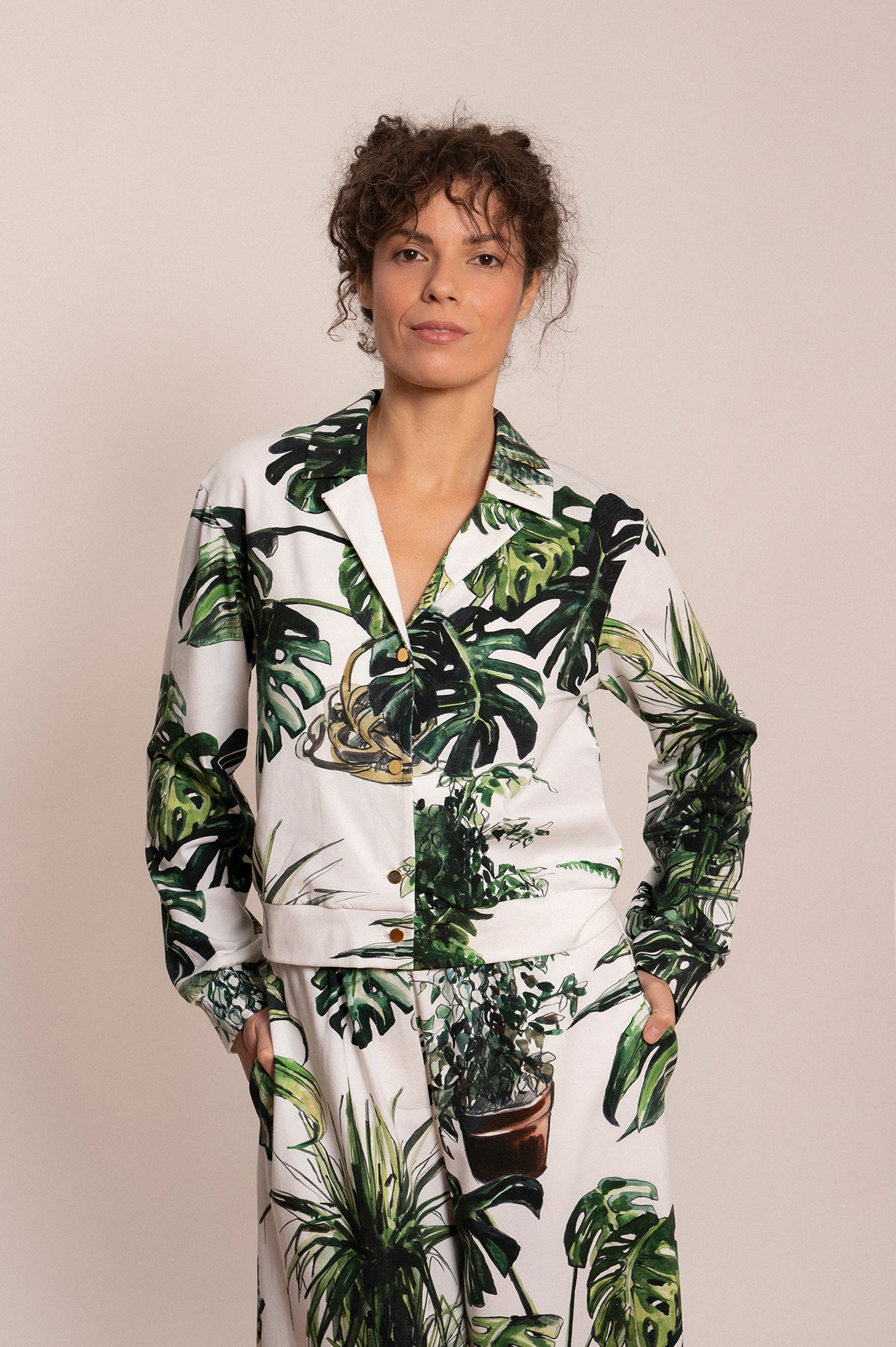 MOR jersey cardigan 'Plants'