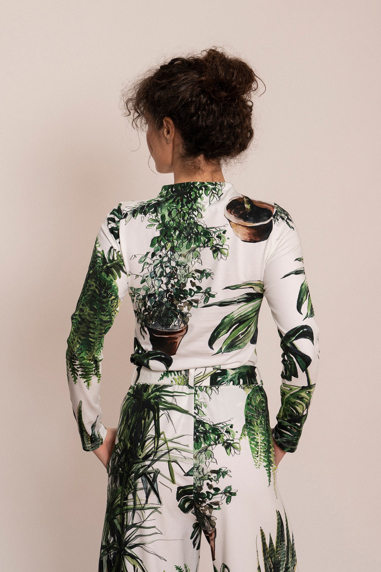 MAJK long sleeve mock neck top 'Plants'