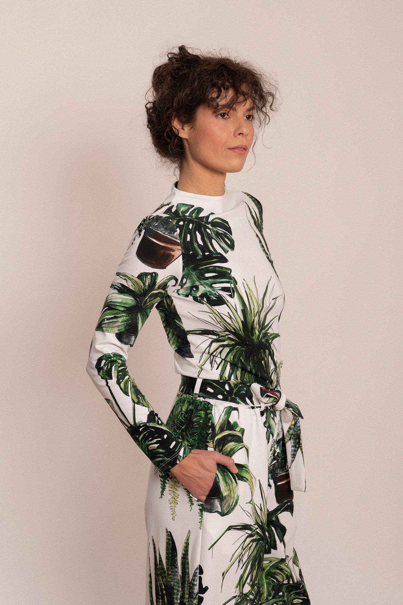 MAJK long sleeve mock neck top 'Plants'