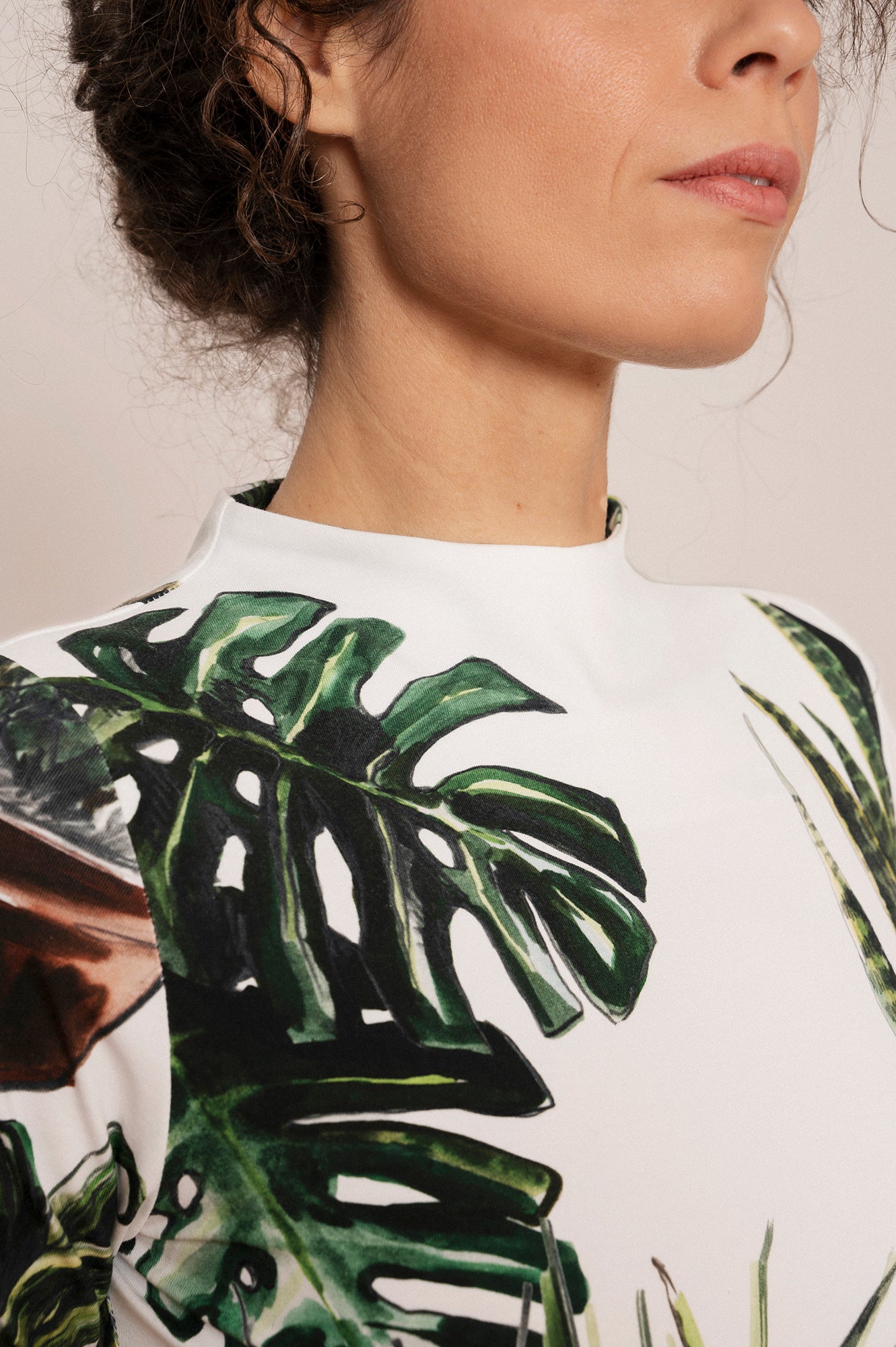 MAJK long sleeve mock neck top 'Plants'