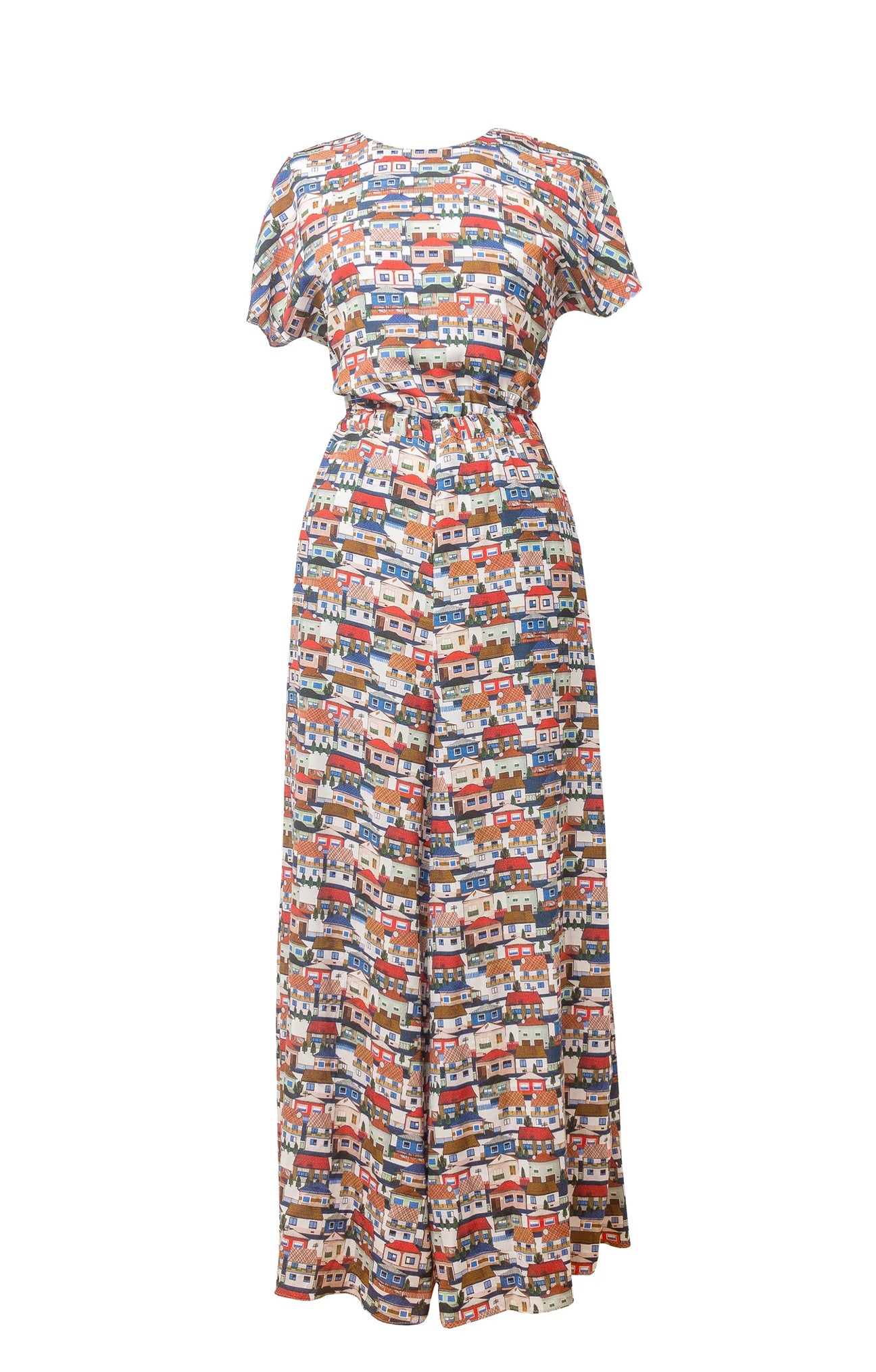 DABAS short sleeve jumpsuit 'Small Houses Print'